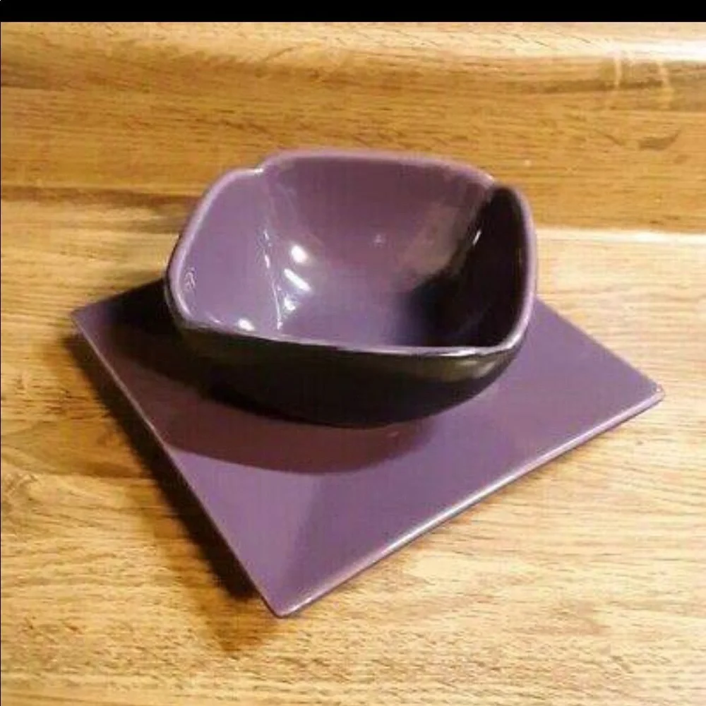 PartyLite Zen Purple Candle Holder and Plate Mint Condition